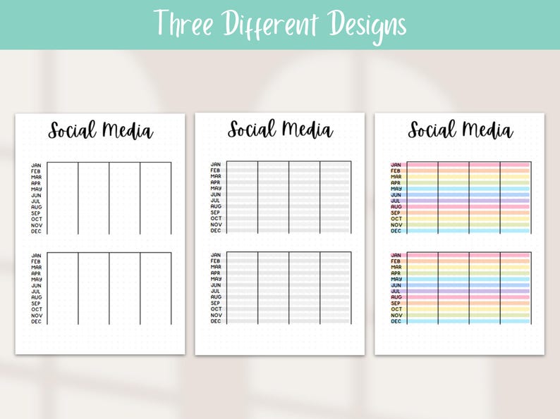 Yearly Social Media Tracker, Printable Journal Page, Social Media Diary ...