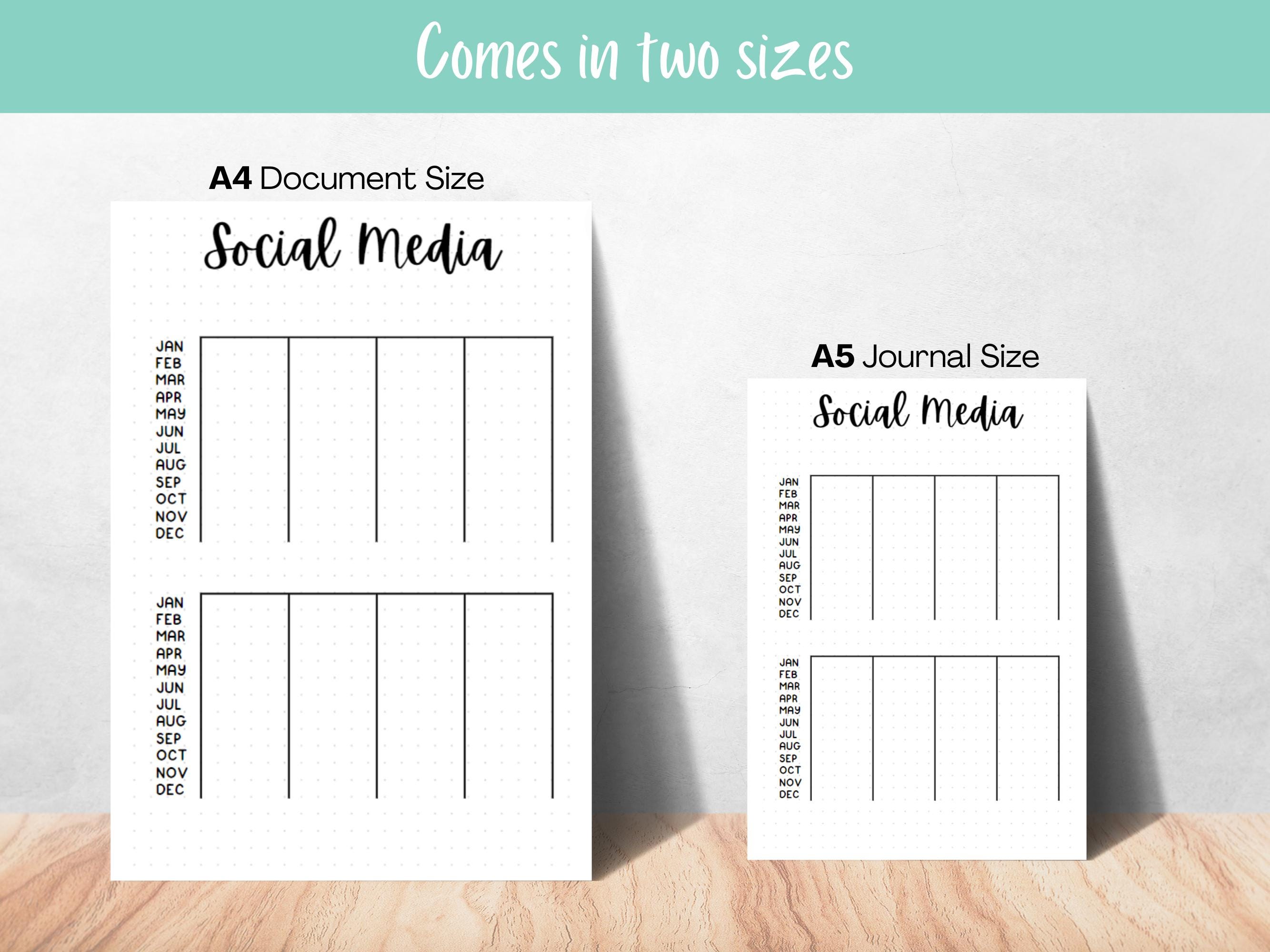 Yearly Social Media Tracker, Printable Journal Page, Social Media Diary ...
