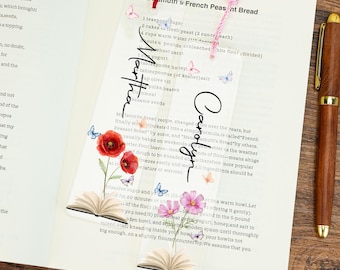 Personalized Bookmark,Custom Birth Flower Bookmark,Thank You Gifts,Gifts for Teacher,Appreciation Gifts,Reader Gift,Gifts for Book Lovers