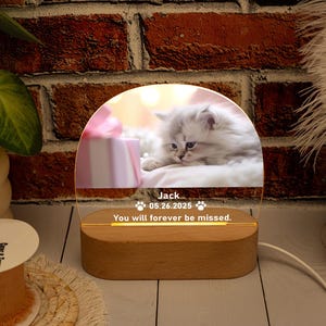 Pet Cat Memorial Night Light,Personalized Bedroom LED Decor Sign,Custom Pet Photo Gifts,Gifts for Pet Loss,Dog Sympathy Gift,Cat Loss Gift