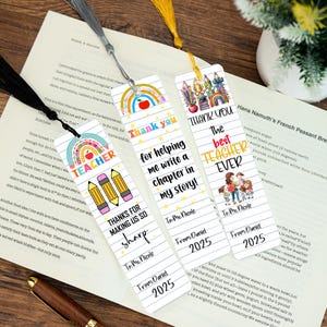 Personalized Teacher Acrylic Bookmark,Custom Rainbow Teacher Bookmark,Pencil Apple Bookmark,Thank You Teacher Bookmark,Gift for Teacher