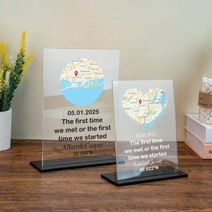 Personalisierte Acryl Plaque, kundenspezifische unsere erste Datum Karte, Jubiläumsgeschenk für Sie und Ihn, erste Datum Freundin Geschenk, Geschenke für Paar