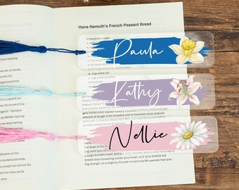 Flower Bouquet Printed Bookmark,Custom Birth Flower Acrylic Bookmark,Teachers Gift,Floral Bookend,Gifts for Book Lovers,Booklover Gift