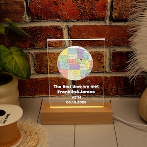 Benutzerdefinierte Karte Nachtlicht, personalisierte Standort Licht, Paar Jahrestag Geschenk, unser erstes Date, Verlobung Geschenk, Geschenk für Freund, Freundin