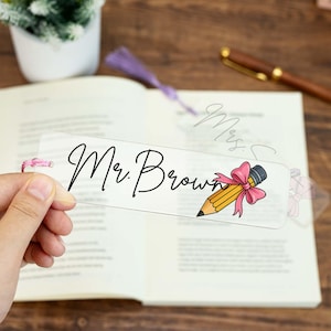 Personalized Bookmark,Teacher Appreciation Gift,Acrylic Book Marks with Tassels,Thank You Gift,Gifts for Teacher,Rainbow Teacher Bookmark