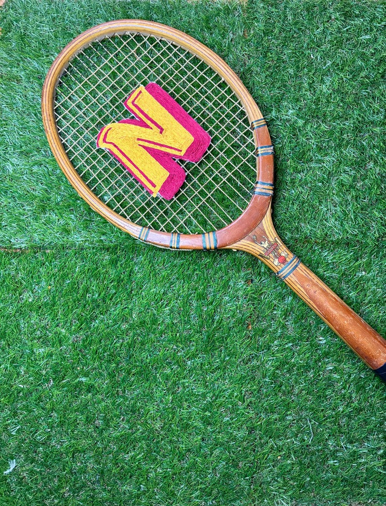 Initial Hand Embroidered Vintage Wooden Tennis Racket - Etsy