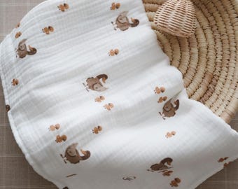 Baby-Musselin-Decke aus zertifizierter Bio-Baumwolle - 4-lagiges, weiches und kuscheliges Tuch für Neugeborene