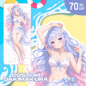 Op maat gemaakte anime dakimakura, zomer strand lichaamskussen kunst