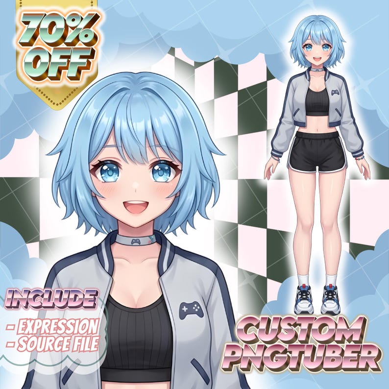 Custom Anime Pngtuber Avatar, Personalized Reactive PNG Character, Cute ...