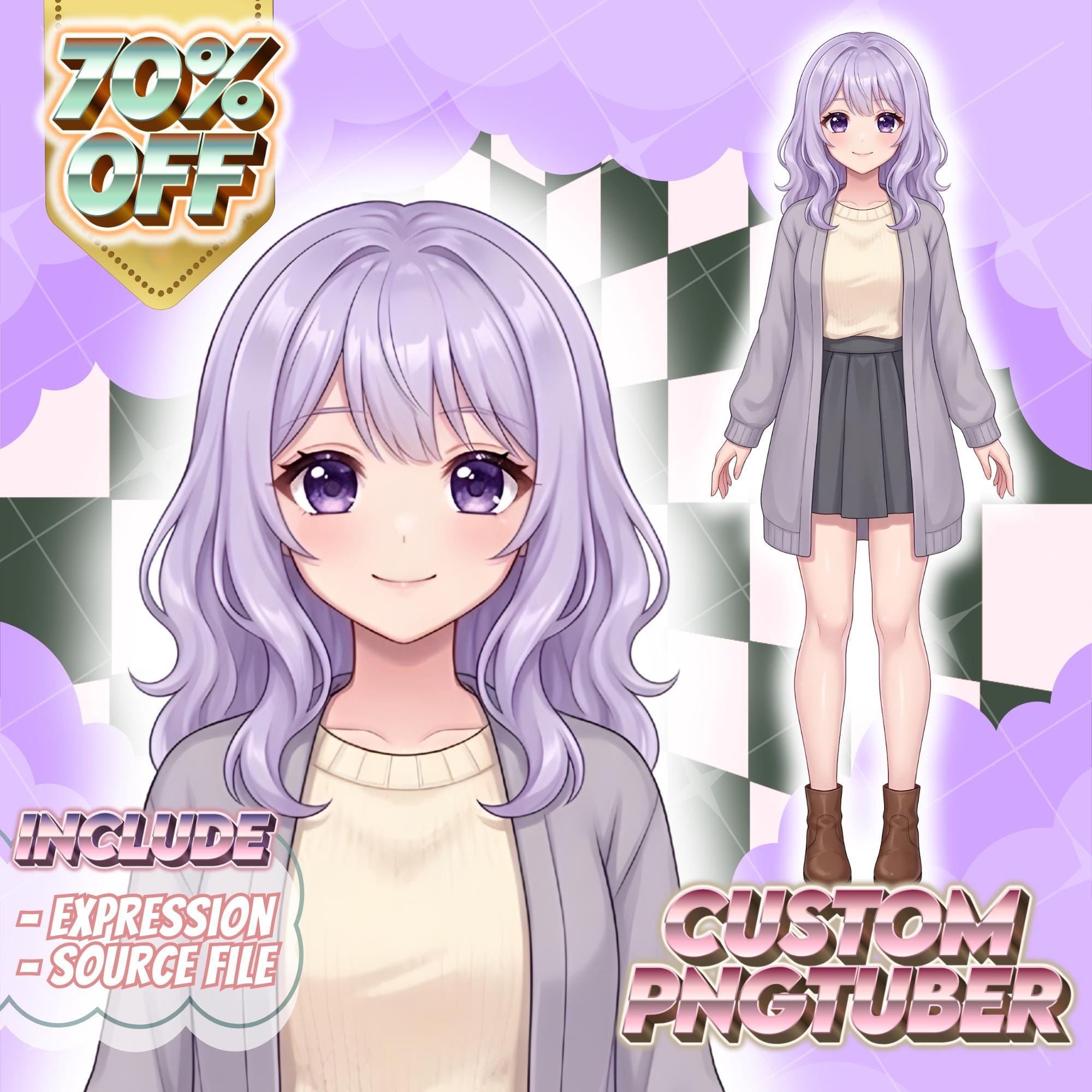 Personalized PNG Tuber Model, Anime Avatar Commission, Cute Reactive ...