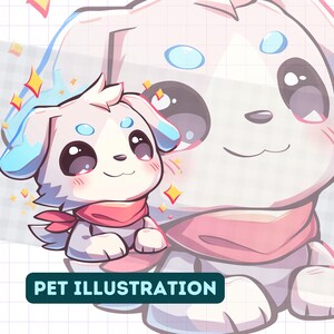 pet portrait, cute pet drawing, chibi pet illustration, kawaii pet drawing, simple pet drawing, custom cute portrait