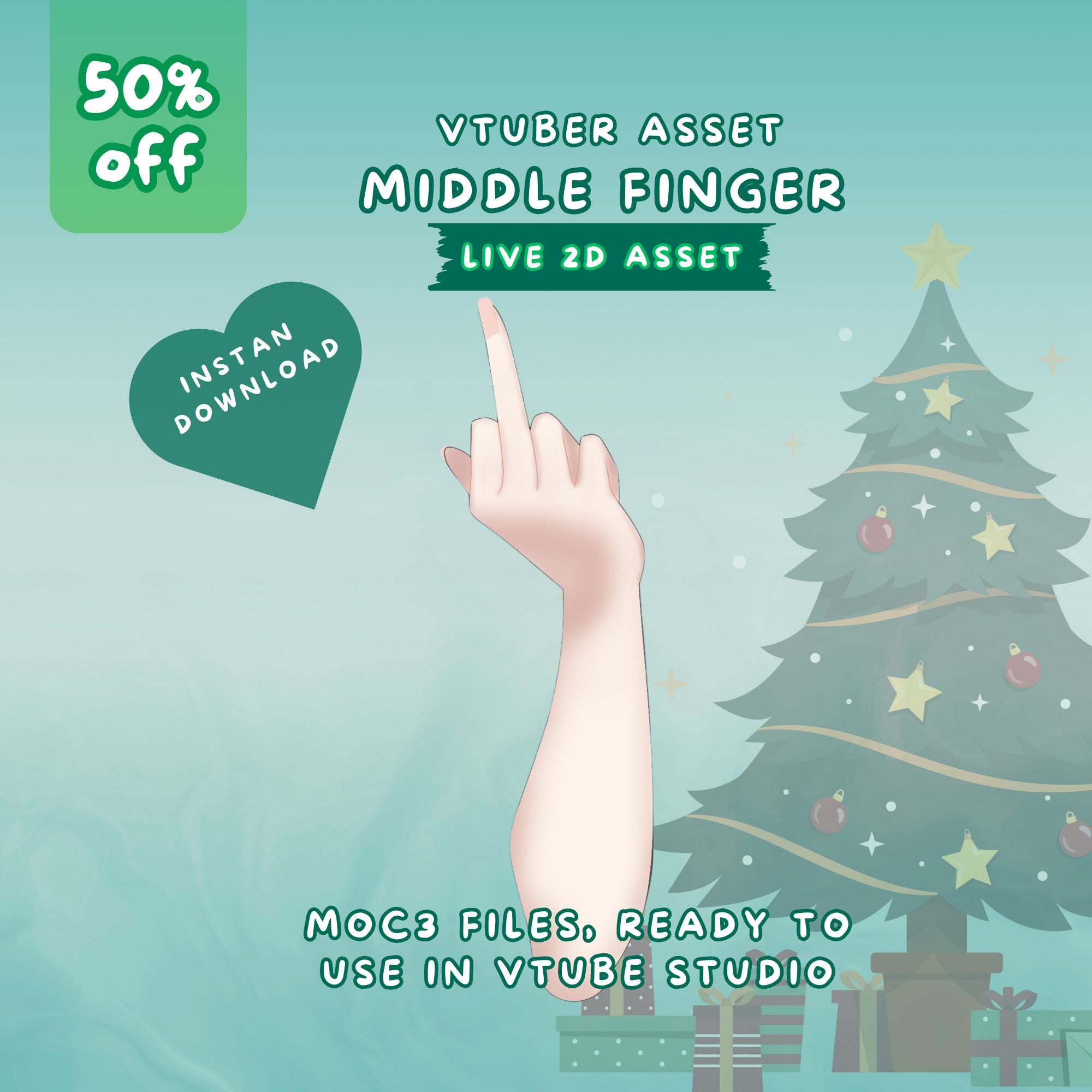 Rigged Middle Finger Vtuber Asset: Animated Hand Prop (Digital Download)