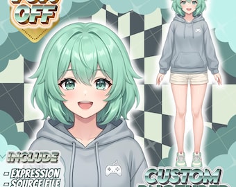 Aangepaste anime-pngTuber-avatar | Chibi VTuber-personage voor streamers