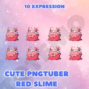 Cute Red Slime PNGTuber | 10 Expressions | Vtuber Assets for VeadoTube & Discord | Reactive PNG Model