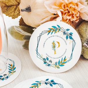 Custom Wedding Coasters | Personalized Drink Coasters | Wedding Reception Favor | Printed Paper Coasters | Wedding Favors for Guests in Bulk