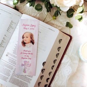 Personalized Baptism Favors Custom Photo Bookmarks Guest Souvenirs Religious Event Favors image 1