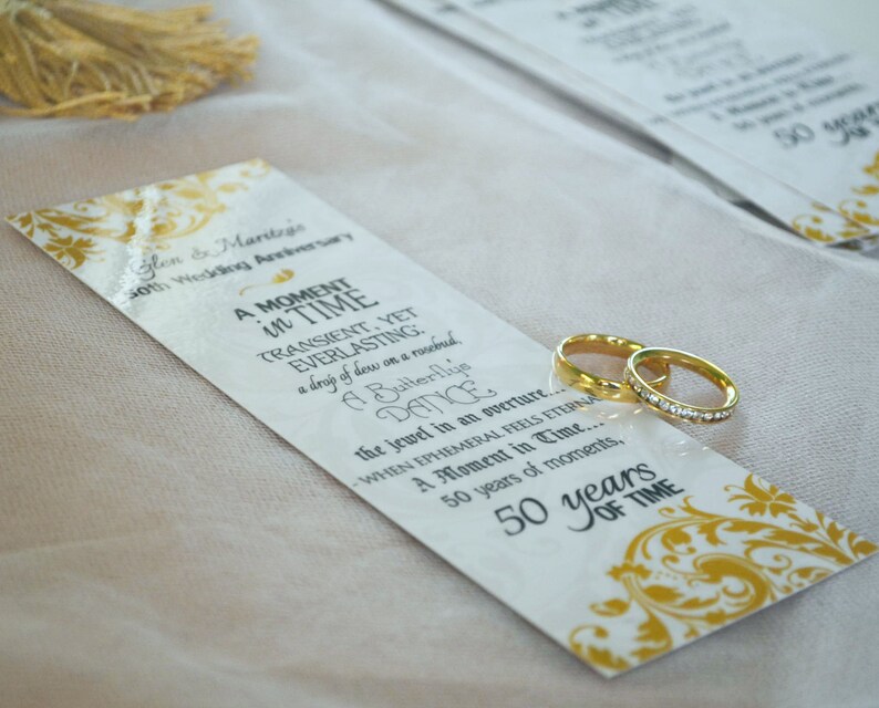 50th Wedding Anniversary Bookmark Favors Etsy