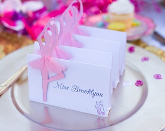 Ballerina Birthday Place Setting Cards | Birthday Party Name Tags | Ballerina Gala Escort Cards | Seating Cards