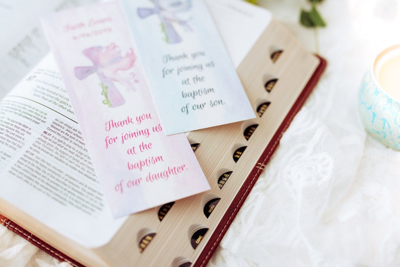 Personalized Baptism Favors Custom Photo Bookmarks Guest Souvenirs Religious Event Favors image 6