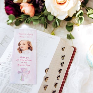 Personalized Baptism Favors Custom Photo Bookmarks Guest Souvenirs Religious Event Favors image 10