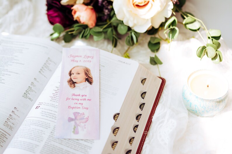 Personalized Baptism Favors Custom Photo Bookmarks Guest Souvenirs Religious Event Favors image 10