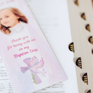 Personalized Baptism Favors Custom Photo Bookmarks Guest Souvenirs Religious Event Favors image 2