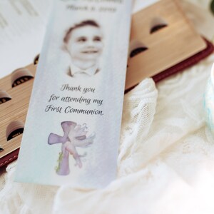 Personalized Baptism Favors Custom Photo Bookmarks Guest Souvenirs Religious Event Favors image 5