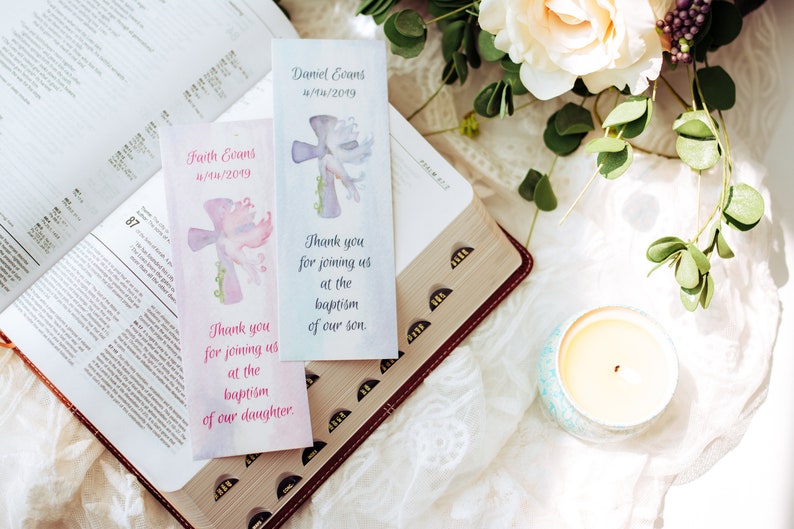 Personalized Baptism Favors Custom Photo Bookmarks Guest Souvenirs Religious Event Favors image 7