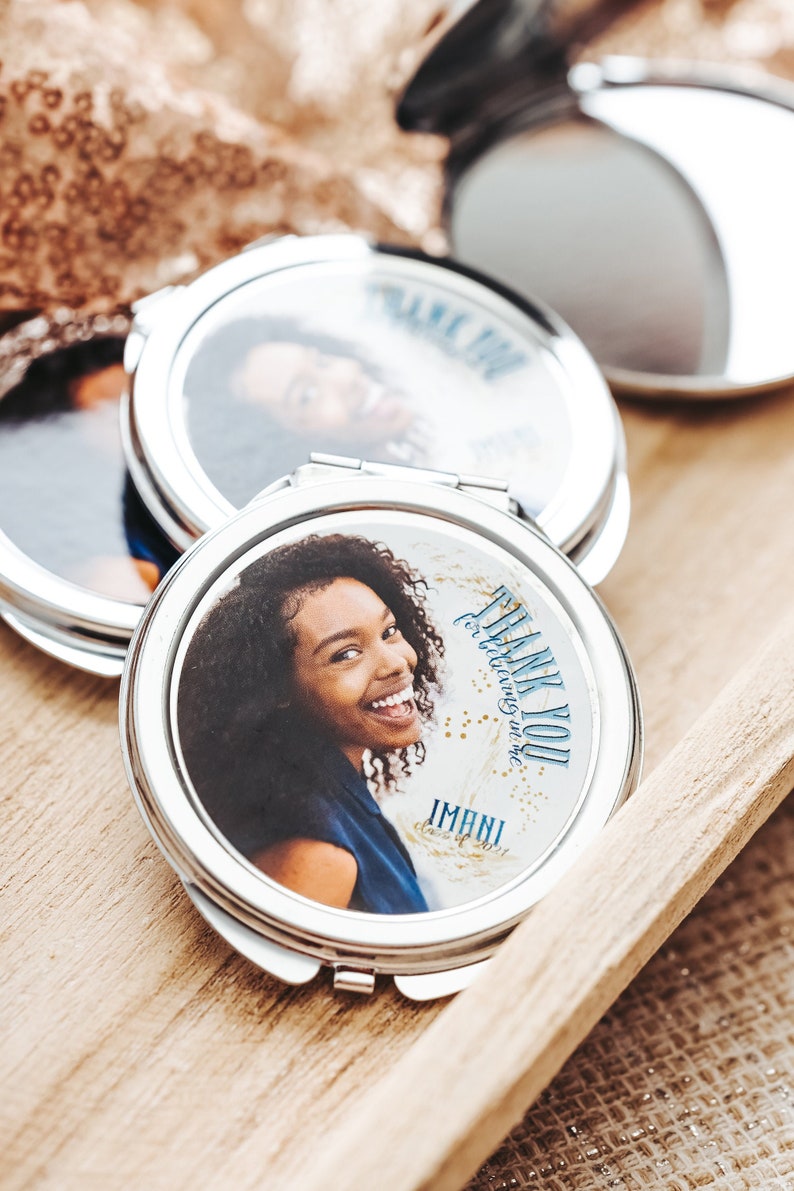 Personalized Graduation Party Favors Compact Mirrors Custom Photo Favors Thank You Favors for Guests image 1