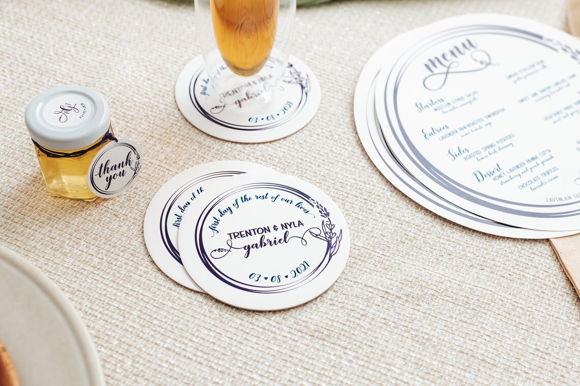 Wedding Coasters Favors Personalized Coaster Printed Etsy