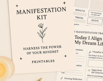 Manifestation Kit Printable – Vision Board, Daily Tracker, Affirmation Cards & Dream Life Journal
