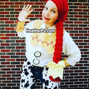 Any Size Long Braided Red Yarn Wig Handmade with Fat Quality Red Yarn, Cowgirl Wig