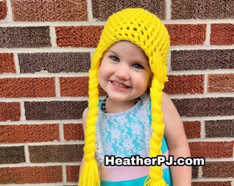 Any Size or Color Braided Wig Crochet for All Sizes Baby, Newborn, 3 Month, 6 Month, 12 Month, 18 Month, Toddler Wednesday Addams Adams