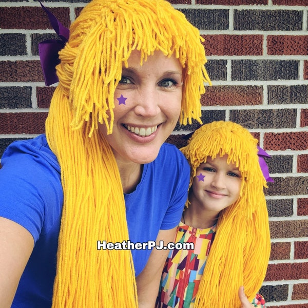 Golden Yellow Pony Tail Any Size Crocheted Bright Yellow Yarn Wig Handmade Ships from Florida USA via USPS Priority Mail