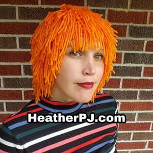 Clown Doll Orange Crocheted Wig image 5