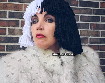 Black and White Wig with Bangs