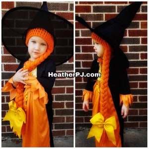 Any Size Long Braided Orange Yarn Wig Handmade Witch Wig There's always Room on the Broom image 1