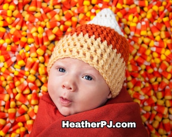 PATTERN All Sizes Candy Corn Hat. Instant Download Crochet Pattern