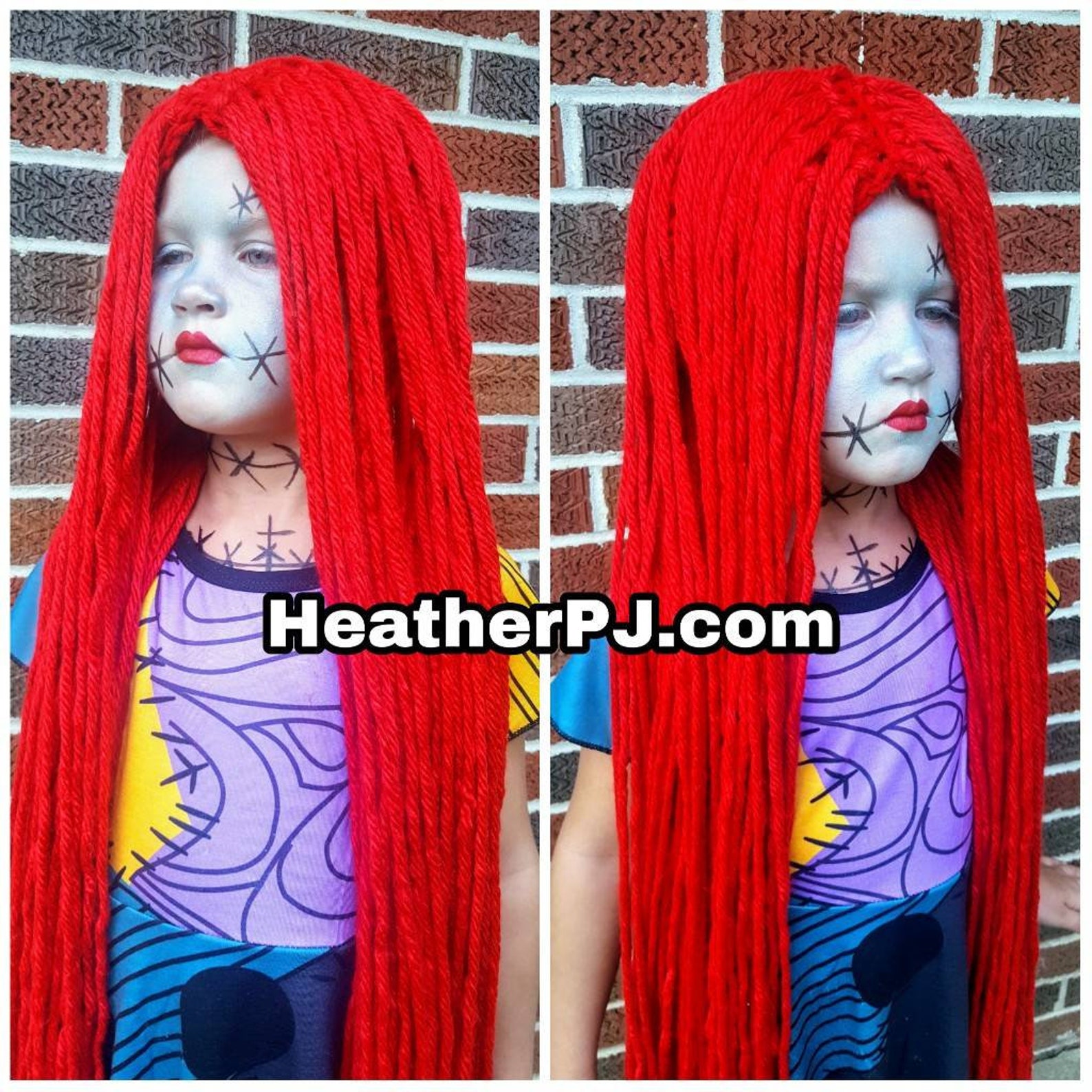 Any Size Long Straight Red Yarn Wig With Middle Part Handmade Etsy