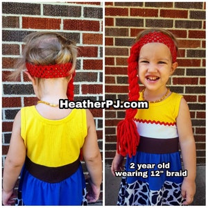 Ready to mail same day-Red Braided Crocheted Headband Braid Wig Alternative image 7