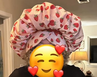 Made to Order Pink Strawberry Oversized Baker's Bonnet