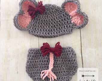 PATTERN Elephant Hat and Diaper Cover with Tail for 6 Months. Instant Download Crochet Pattern