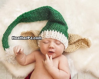 PATTERN Christmas Elf Stocking Cap for Newborn. Instant Download Crochet Pattern