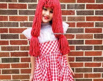 Any Size Fluffy Red Rag Dolly Wig for Halloween and Christmas Parades and Plays