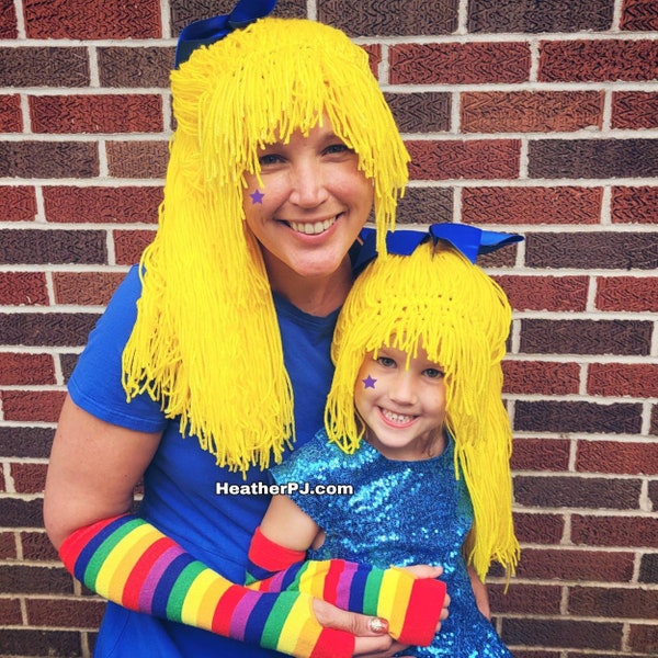 Yellow Pony Tail Any Size Crocheted Bright Yellow Yarn Wig Handmade Ships from Florida USA via USPS Priority Mail