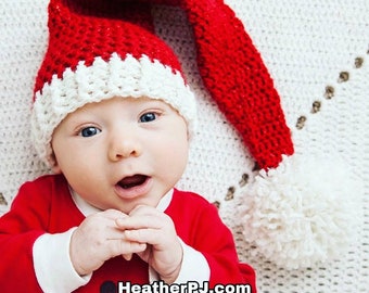 PATTERN Christmas Santa Stocking Cap for Newborn. Instant Download Crochet Pattern