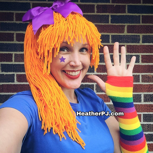 Orange Pony Tail Any Size Crocheted Bright Orange Yarn Wig Handmade Ships from Florida USA via USPS Priority Mail