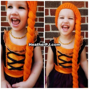 Any Size Long Braided Orange Yarn Wig Handmade Witch Wig There's always Room on the Broom image 7