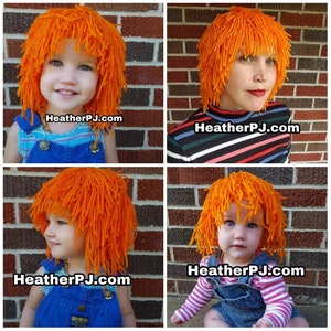 Clown Doll Orange Crocheted Wig image 6