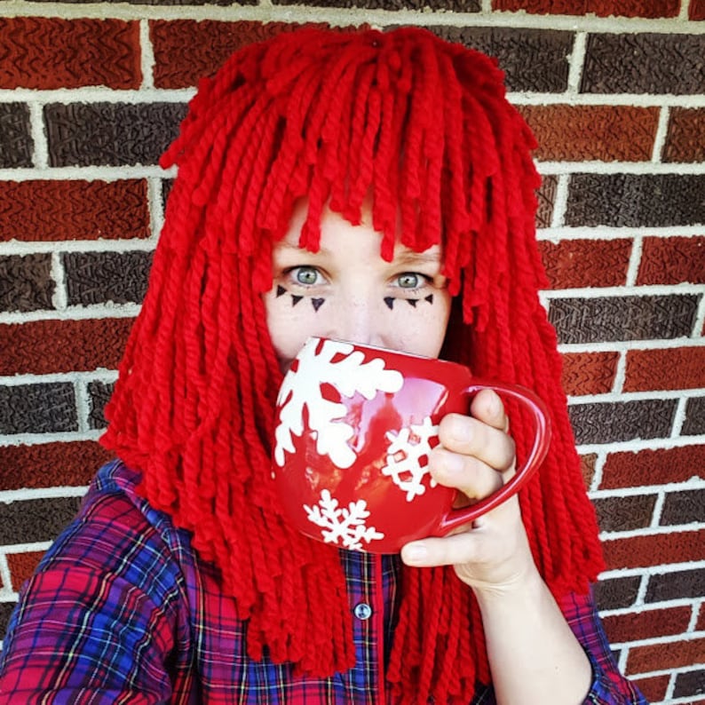 Any size Wig Crocheted Red Yarn Wig Handmade with Fat Quality Etsy